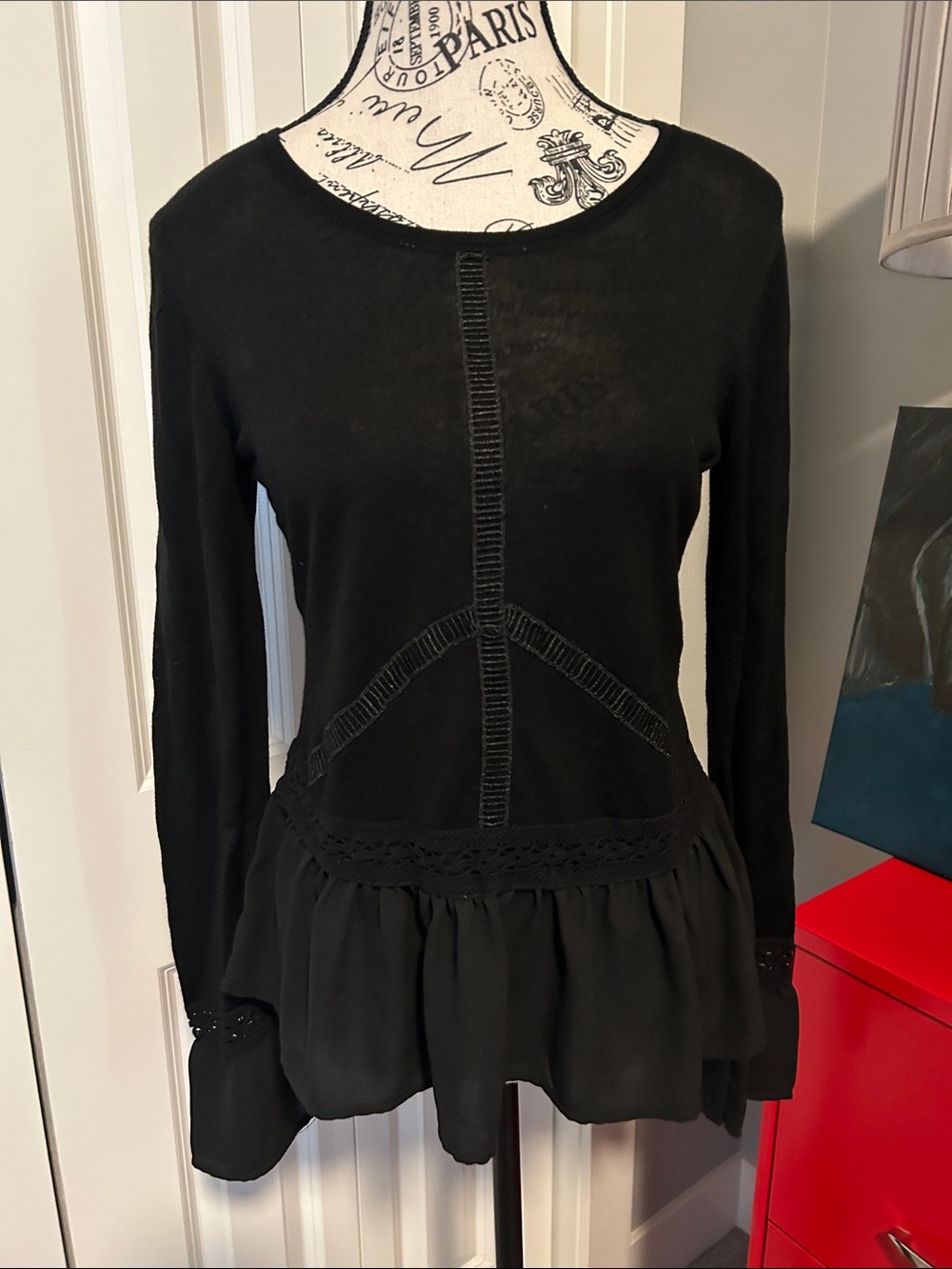 NWOT Peace Peplum Top by WHBM